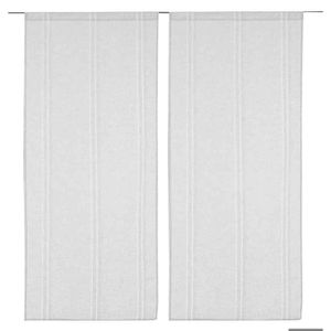 RideauDiscount Paire de Voilages Vitrages 60 x 160 cm Passe Tringle Trame Naturelle Blanc