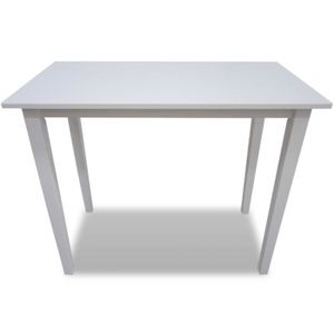 MANGE-DEBOUT Table de bar en bois blanc - HURRISE - 110 x 60 x 90,8 cm - MDF avec placage en bois véritable - hévéa massif