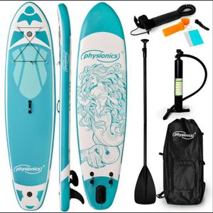 STAND UP PADDLE Planche de Stand Up Paddle Gonflable Physionics® - Turquoise - 305x76x12 cm