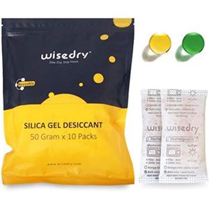 DÉSHUMIDIFICATEUR Lot de 10 sachets déshydratants Wisedry 50g - Réactivation rapide - Gel de silice de qualité alimentaire