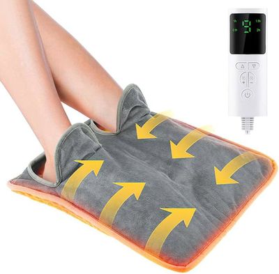 Chauffe-pieds électrique Pliable 40x80 Cm - 6 Niveaux De Température, Minuterie, Lavable, Bleu Marine/gris - 5
