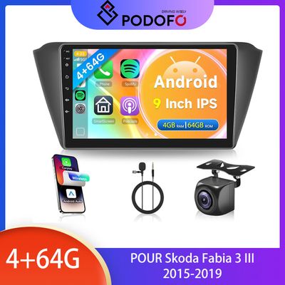 Autoradio Android 9 Pouces Pour Skoda Fabia 3 (2015-2019) - 2G+64G - Carplay/Android Auto Sans Fil - GPS, WiFi, Bluetooth, Caméra De Recul, Commandes Au Volant