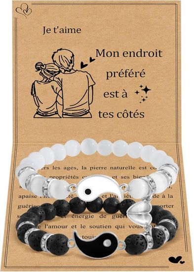 VNOX Bracelet Couple Infini Cœur Magnétique – Acier Inoxydable Tressé Main, Yin Yang Amour – Cadeau Saint-Valentin, Anniversaire Pour Elle & Lui