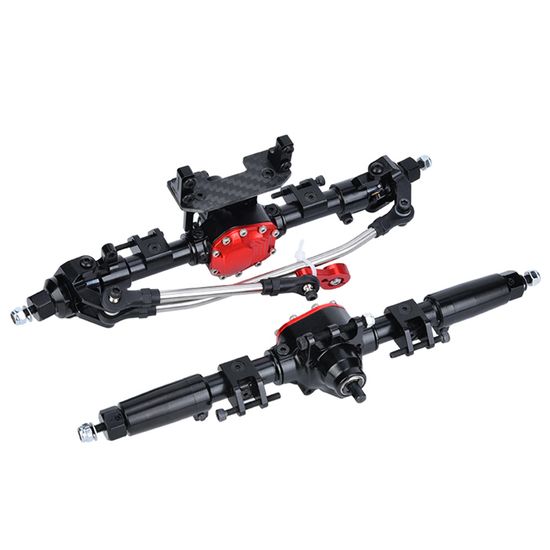 Dilwe Essieu Avant Arrière RC, 1/10 RC Crawler Pièce de Rechange Compatible avec SCX10 II 90046 90047 Essieu Avant Arrière RC Crawler Accessoire (Titane