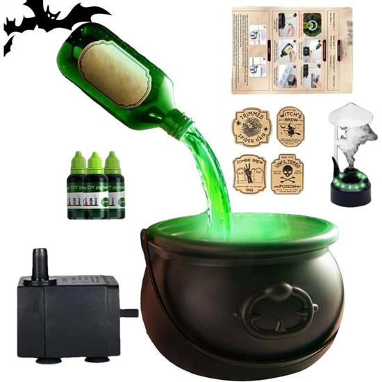Chaudron Halloween Avec Fumée Et Potion Flottante - Décoration Effrayante Avec Squelette - 25 Cm - Pour Fêtes Et Décorations Intérieures