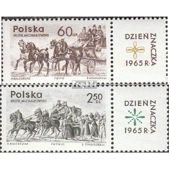 Polen Briefmarken 1965 „Tag Der Briefmarke“ – 1621Zf-1622Zf Mit Zierfeld, Postfrisch MNH