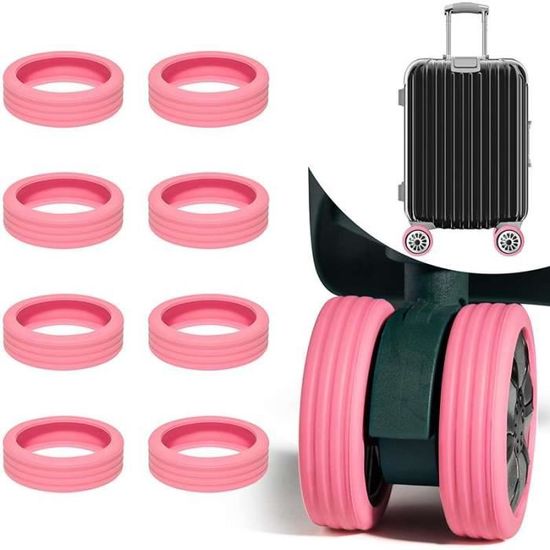 Protecteurs de roues de bagages - Pack de 8 housses de protection en  silicone insonorisantes - Rose