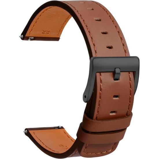 Bracelet Montre En Cuir De Veau Lisse Marron - Débattement Rapide, Taille XL