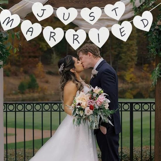 Bannière De Mariage « Just Married » - Banderole à Paillettes Avec Lettres « Just Married » - Décoration Pour Fête Prénuptiale (doré