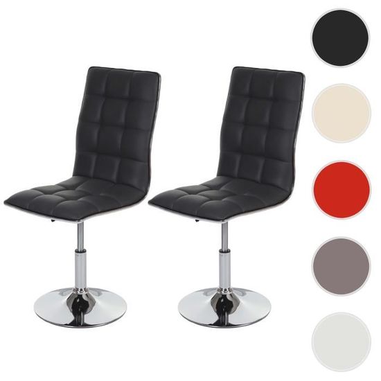 Lot de 2 chaises de salle à manger en similicuir gris HWC-C41 avec hauteur d'assise réglable et dossier haut