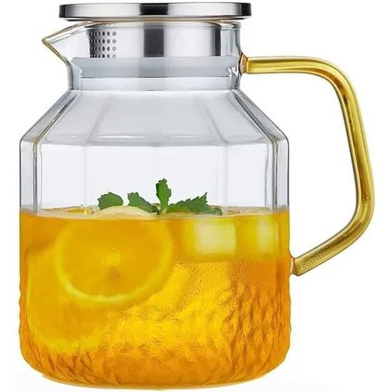 ACQUA DI AMALFI Carafe Verre 1.5L Avec Couvercle - Insert Fruits - Style Italien - Lavable Lave-Vaisselle
