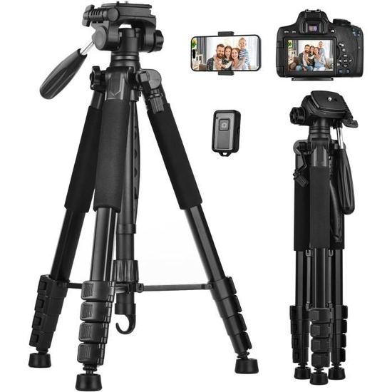 SMALLRIG CT-07 Trépied En Aluminium Pour Appareil Photo, 161 Cm Pour Téléphone Et Appareil Photo, Avec Support Vertical/Horizontal à Commutation Rapide, Angles Réglables Et Charge Max. 4 Kg - 4689