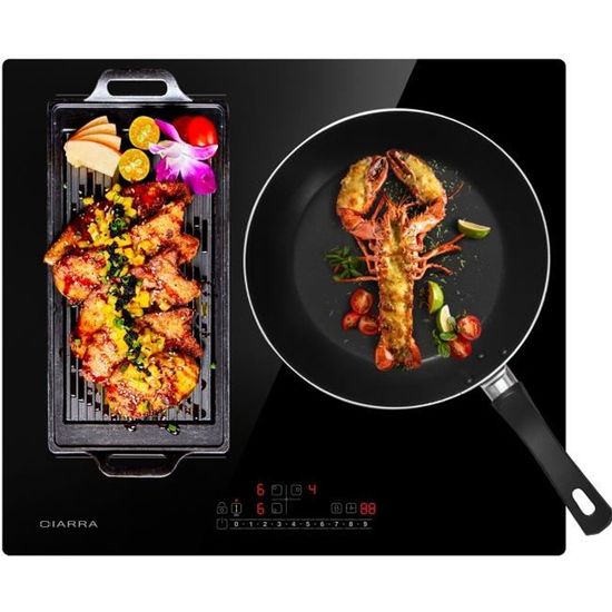 CIARRA Table de Cuission 3 Foyers 6500W Boosters Zone Modulable 9