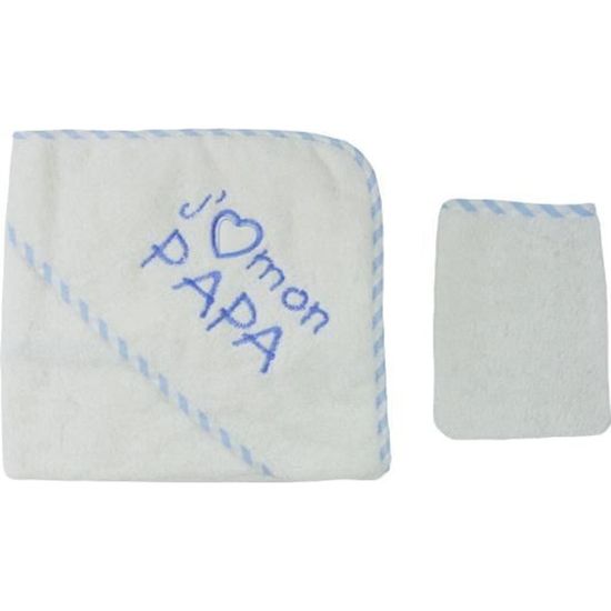 Parure De Bain Pour Bébé Blanc Et Rose - FRUIT DE MA PASSION - J'aime