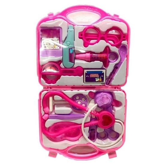 Set Médecin Enfant – Stéthoscope Rose Métal + Badge 11x7 Cm – Jeu De Rôle éducatif, Interaction Parent-enfant