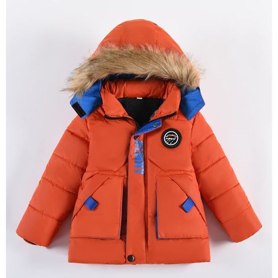 Linboo - Doudoune Enfant Garçon Hiver - Capuche Fourrure - Veste
