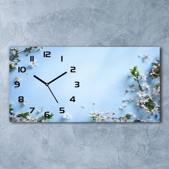 Horloge Murale Décorative En Verre Tulup - Motif Avion Dans Le Ciel - 60x30 Cm - Mouvement Quartz