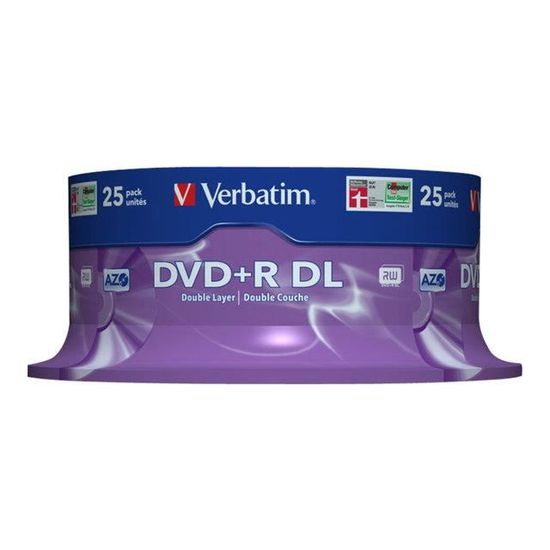 DVD+R Double Layer VERBATIM - 8.5 Go 8x - Spindle 25
