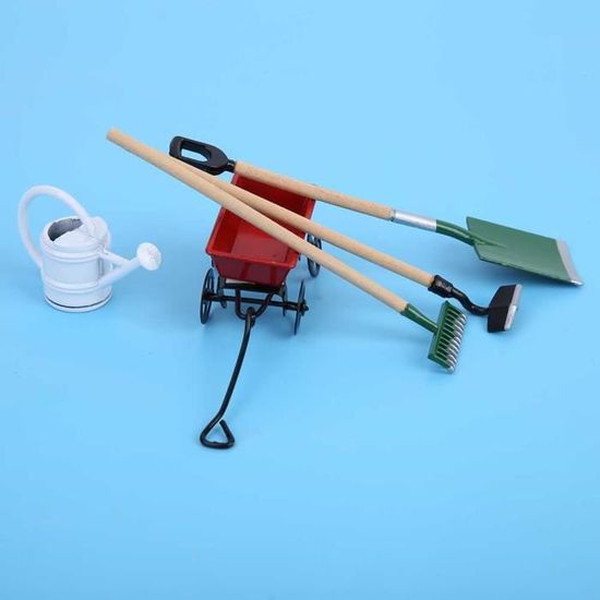 Lot De 8 Accessoires Jardin Miniature Pour Maison De Poupée - Outils Miniatures Réalistes, Bois Et Résine