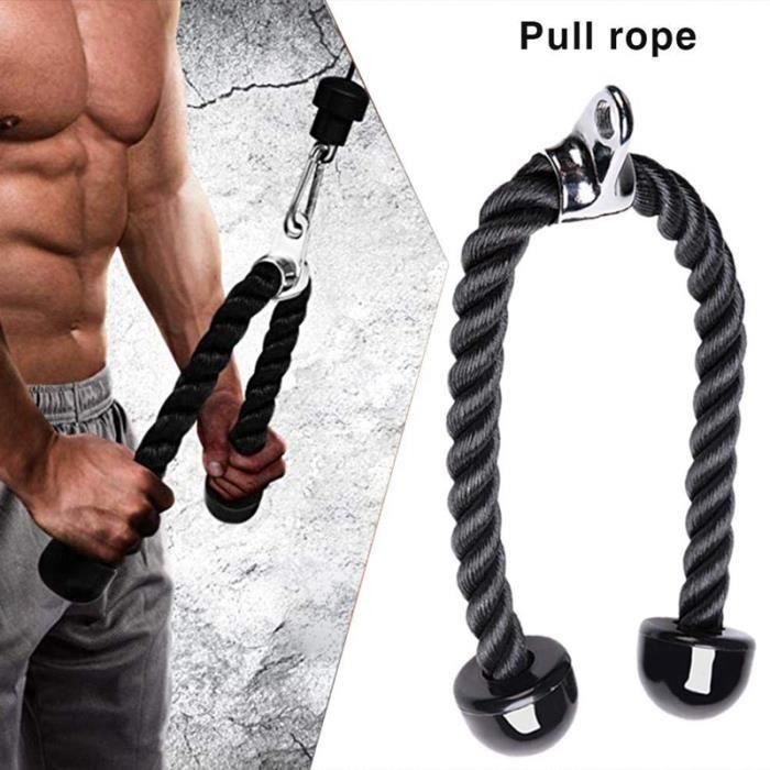 Corde Triceps Corde de Traction Musculation pour Entrainement des Triceps Biceps Corde d'entraînement Sportif en Nylon Noire 70cm