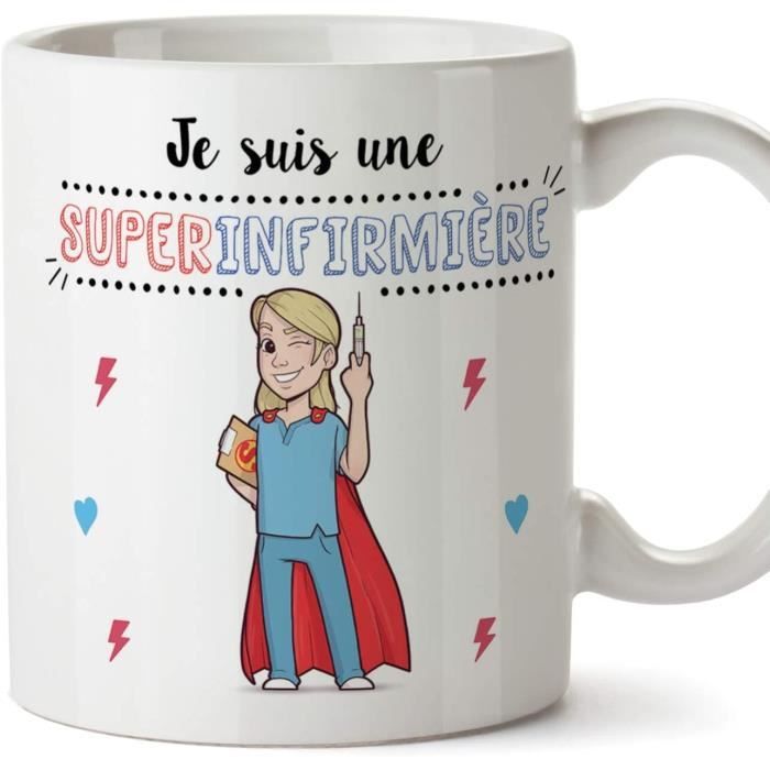 Infirmière Tasses Originales de café et Petit-déjeuner -Je suis Une Super Infirmière - Céramique 350 ML 1