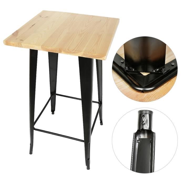 Table haute-Plateau en bois et Jambe en acier-Style Industriel(Bois Naturel)103 * 60 cm