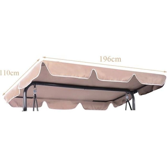 COSTWAY Toit de Rechange pour Balancelle 196x109cm Beige Toit de Auvent Imperméable en Polyester pour Jardin