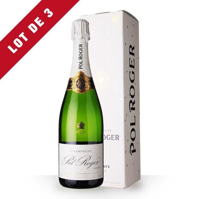 3X Pol Roger Brut Réserve 75cl - Etui - Champagne