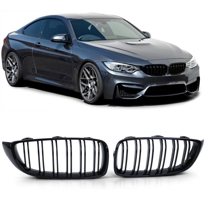 2 GRILLE DE CALANDRE DOUBLE LAME NOIR LAQUÉ BMW SERIE 4 F32 F33 F36 F82 F83 COUPE CABRIOLET GRAND COUPE M4