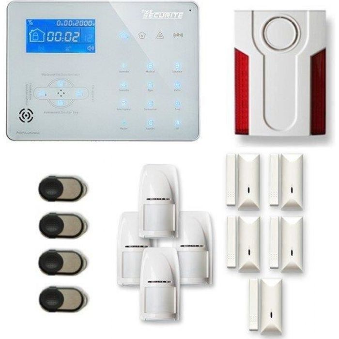 Alarme maison sans fil ICE-B 4 à 5 pièces mouvement + intrusion + sirène extérieure - Compatible Box
