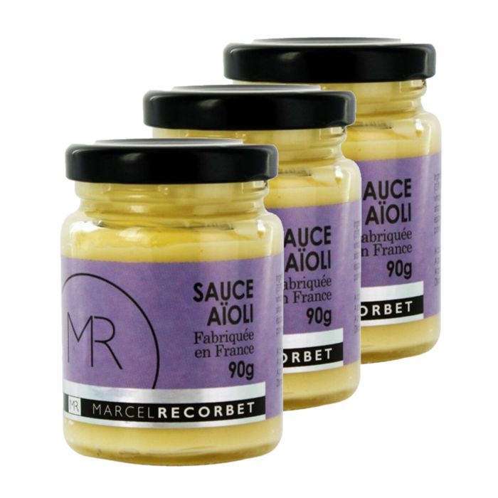 Lot 3x Sauce aïoli - Fabriquée en France - MR - pot 90g