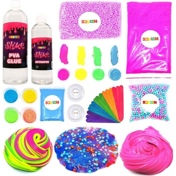 Kit création Slime Set DIY Magic Box 17en1 Activateur Perles Paillettes