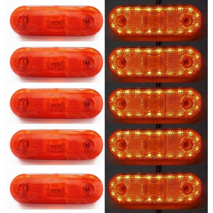 10x 20 Leds Orange 24V Côté Contour Marqueur Feux Remorque Châssis Camion Caravane Benne Lkw