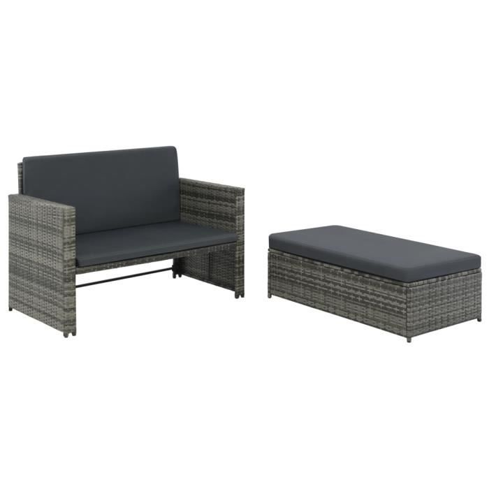 Moderne- Salon de jardin 2 personnes - 2 pcs Meuble de jardin - Mobilier de jardin Ensemble repas de jardin - Résine tressée