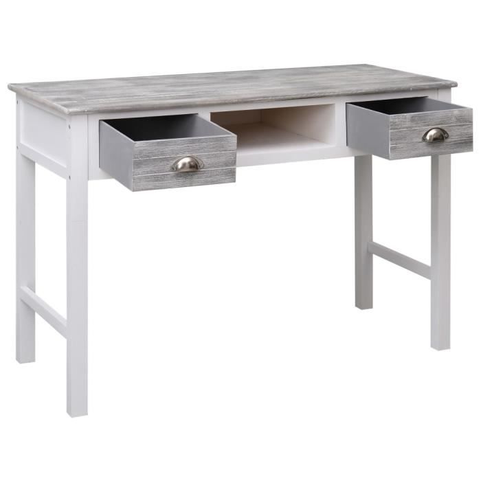 484085 - Design Furniture - Bureau Contemporain - Table de bureau Mobilier Meuble De Bureau Gris 110x45x76 cm Bois