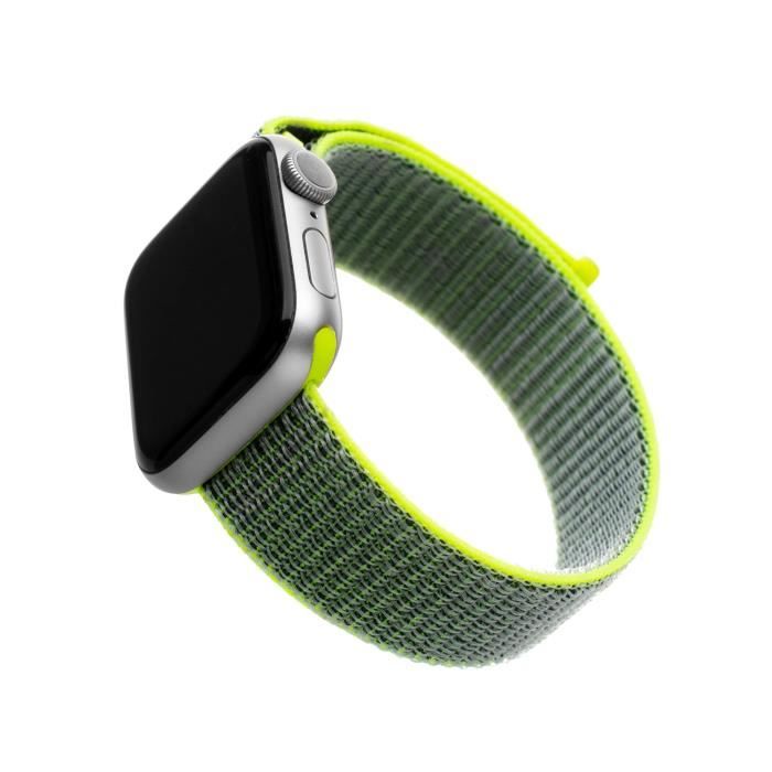 Bracelet en nylon FIXED Nylon Strap compatible avec Apple Watch 42-44 mm, dark lime