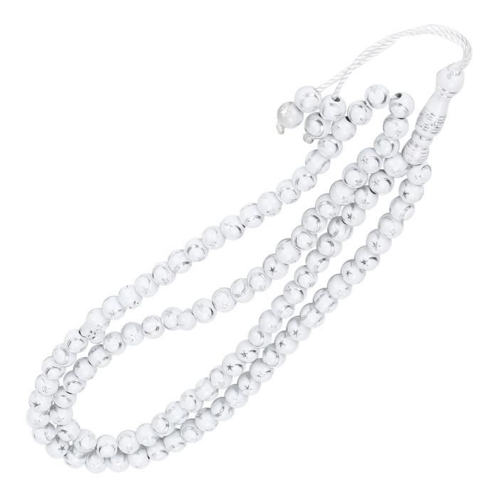 Garosa perles de chapelet de culte musulman Chapelet musulman Outil de prière de culte islamique 99 Grains Résine Dorure Article