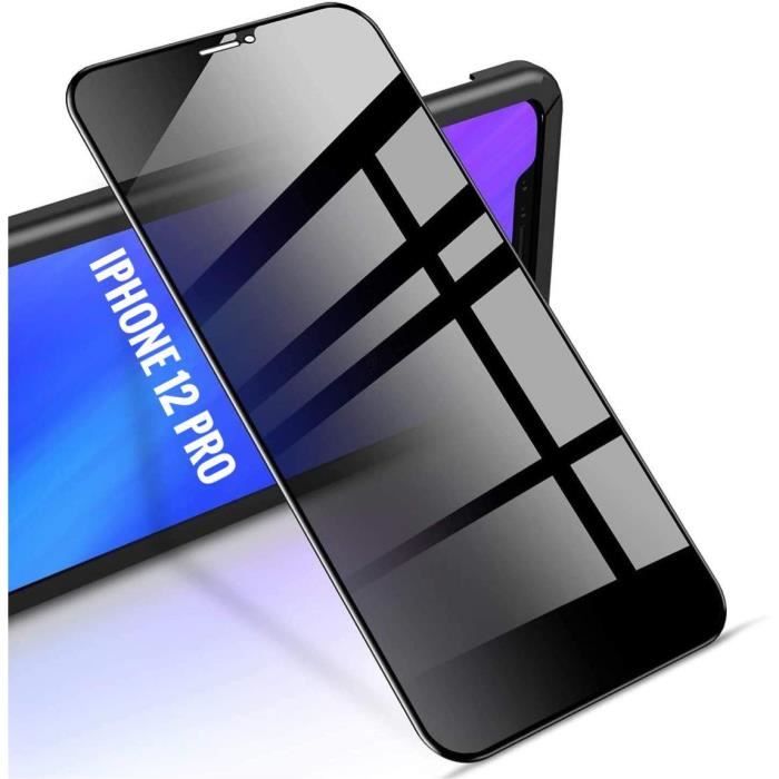 Verre trempé intégral iPhone 12 Pro Anti Espion Film Noir vitre protection Ecran GHL Tech