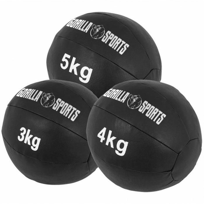 Lot de 3 Médecine Balls en cuir Synthétique - 3, 4 et 5 KG (12 KG)