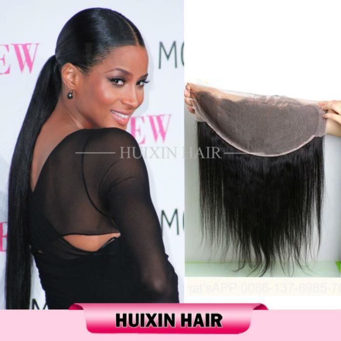 Nouveau Style Bresilien Vierge Humain Cheveux Naturel Couleur Lace Closure Bresilienne Free Part Lisse 13X6 18”-45