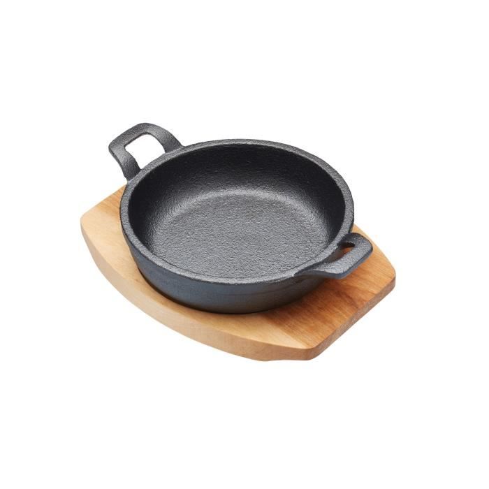 Kitchen Craft Master Class Artesa Mini Fait-Tout en Fonte avec Planche de Service en Bois d'érable 12 cm
