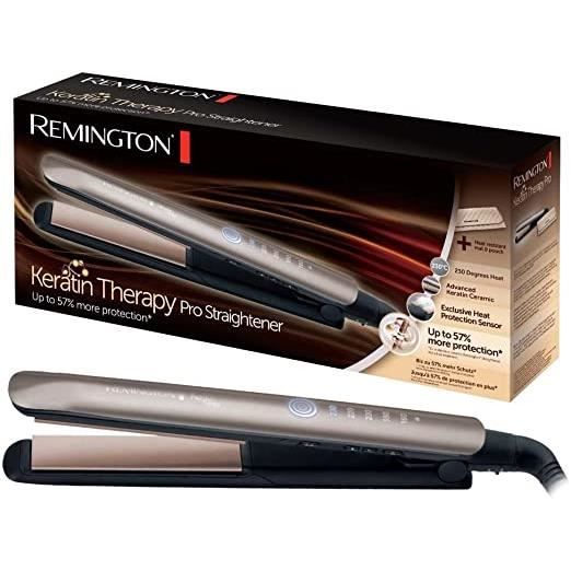 Remington Fer à Lisser, Lisseur, Plaques Advanced Ceramic, Chauffe Rapide, Lissage Professionnel, 5 Températures - S8590 Keratin The