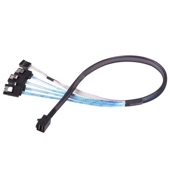 SilverStone SST-CPS05-RE - Câble inversé - Mini SAS HD interne SFF8643 vers câble épais et protégé 4 SATA 7broches (avec bande la...