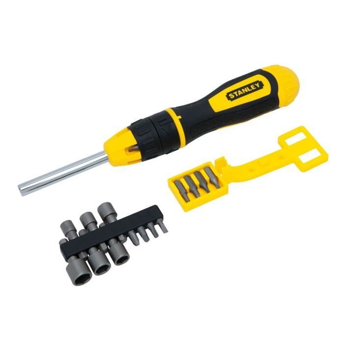 STANLEY Tournevis porte-embout à cliquet STHHT0-62574 + 20 embouts