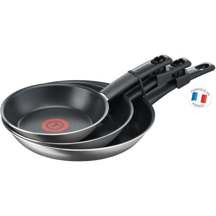 Tefal Intro Lot De 3 Poêles 18/22/26 cm Gris Spécial Gaz B2509002