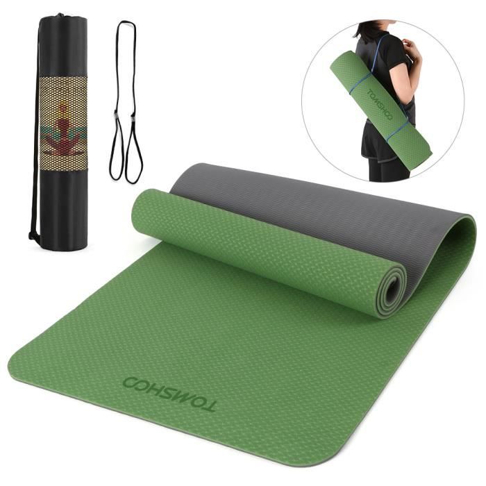 TOMSHOO 72.05 × 24.01in Portable Double Dual-colour Yoga Mat Thicken Sports Mat Tapis d'exercice antidérapant pour les entraînem-662