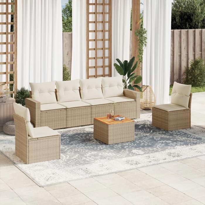 VIDAXL Ensemble de jardin résine tressée 7 pcs