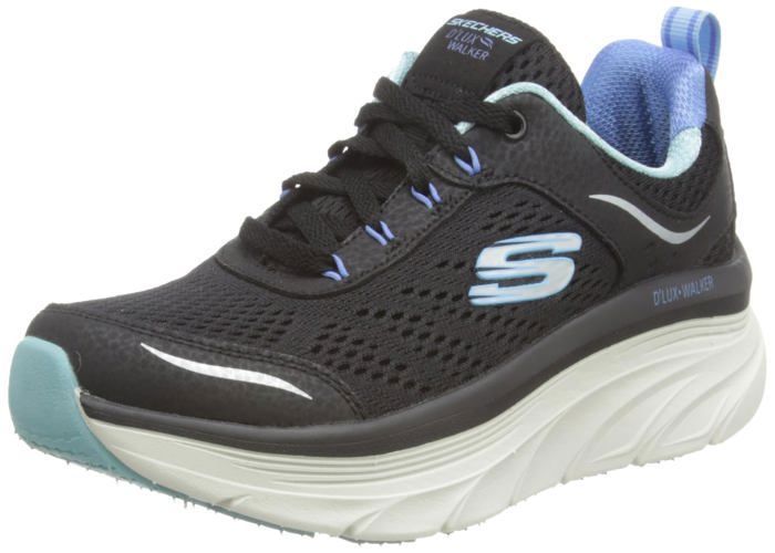 Skechers Skechers - 149023-372-7 M US - Femme Dlux Walker Infinite Motion Baskets Noir (Black Leather/Mesh/Pink Trim Bkpk) 37 EU