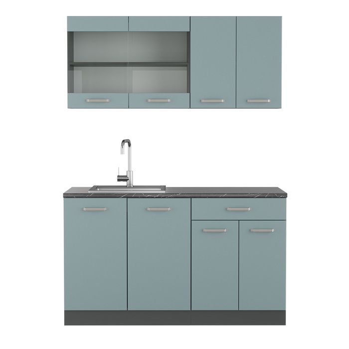 Cuisine R-Line 140cm sans PT Bleu-gris/Anthracite Vicco 41027 Cuisine R-Line 140cm sans PT Bleu-gris/Anthracite Vicco 41027