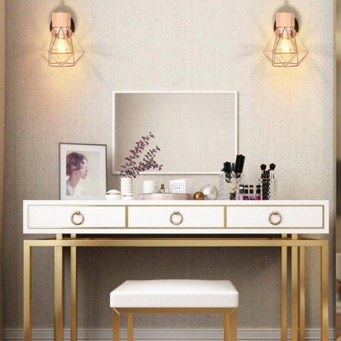 WOTTES Applique Mural Vintage Industrielle Vintage E27 Lampe de Mur Luminaire Ajustable en Métal et Bois Or rose 4pcs